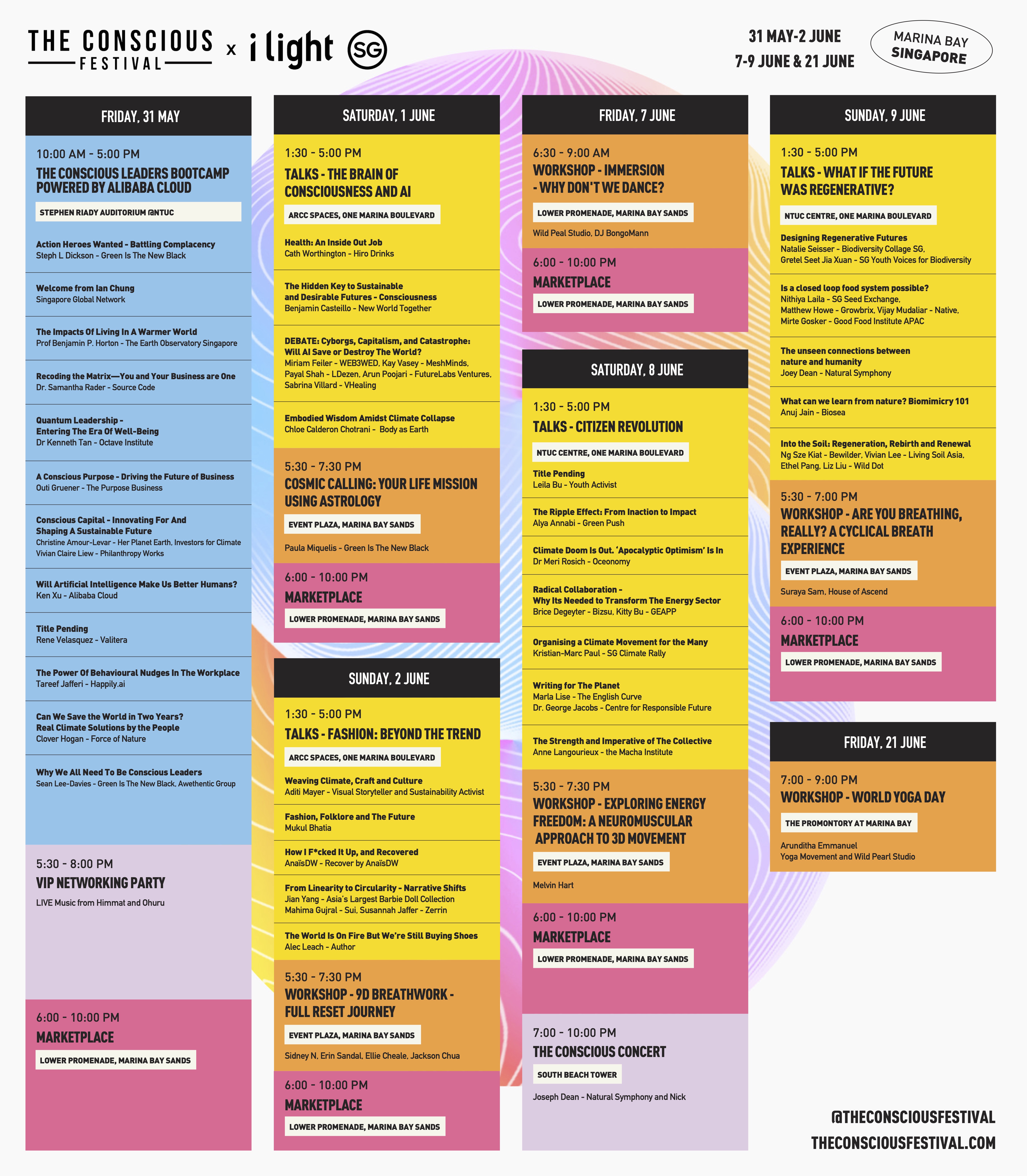 The Conscious Festival Schedule x i Light Singapore